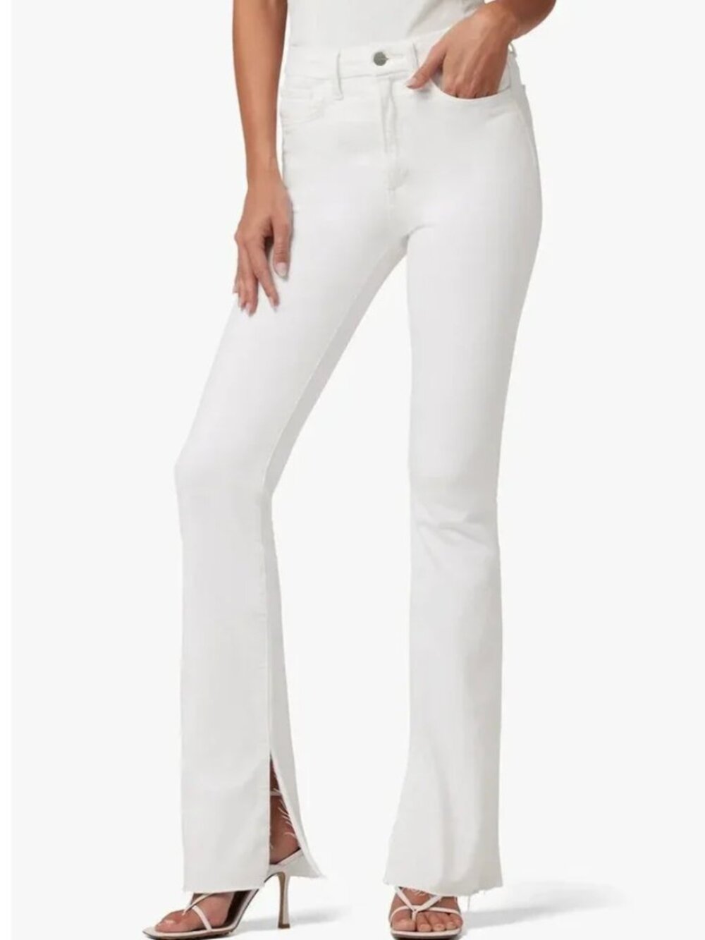 Joe's Jeans The Hi Honey Bootcut High Rise White Side Slit Jeans